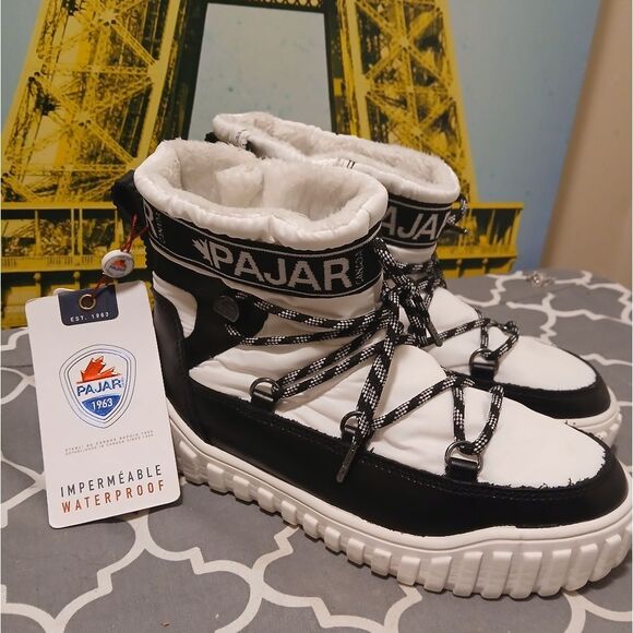 Pajar CANADA Black and White Waterproof Boots Sz.8-8.5/39 - Picture 1 of 8